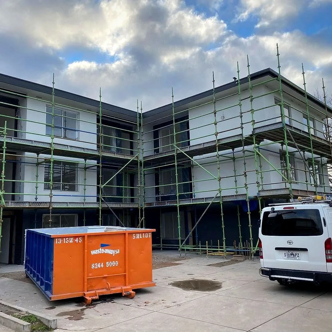 Hindmarsh Painting van and scaffolding on site